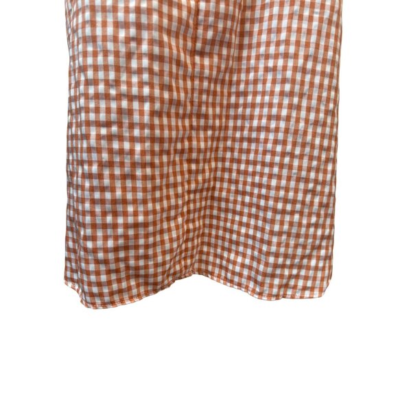 2/$30 Zara Medium Terracotta & White Gingham Knotted Button Midi Dress - Picture 8 of 13